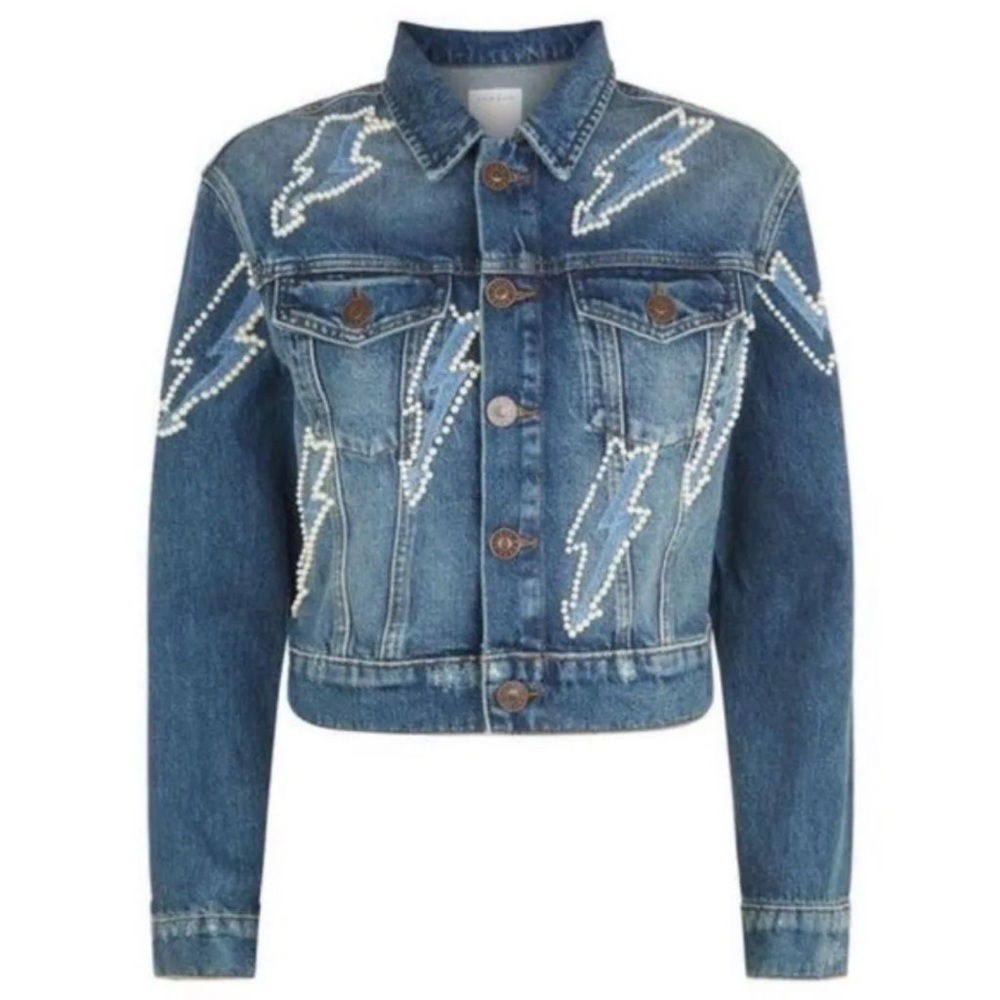 Sandro Pearl embellished Denim Jacket
